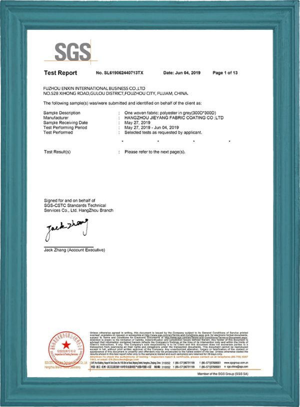 REACH material certification