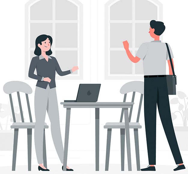 The man and the woman are discussing 2