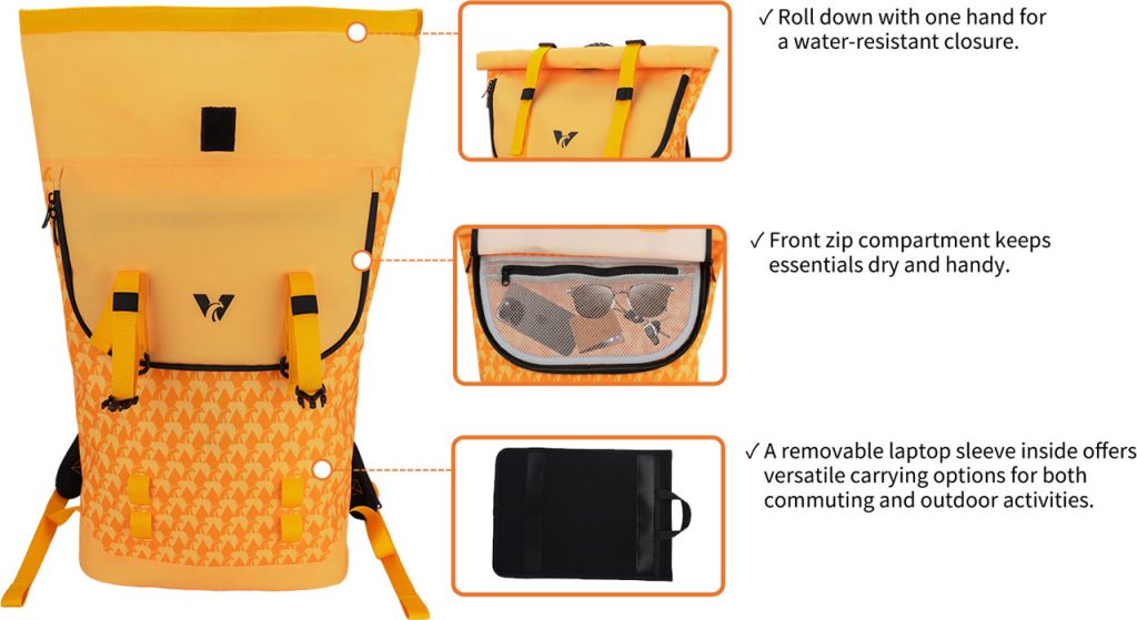 ​​Organized & Expandable Roll-Top Design